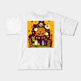 Halloween Scary Evil Pumpkin Funny Pumpkin Head Ghost Spooky Kids T-Shirt